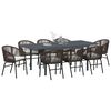 vidaXL Garten Essgruppe 9 pcs Braun Poly-Rattan