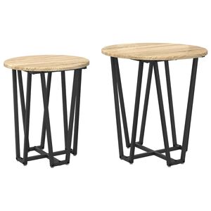 vidaXL Beistelltisch-Set 2 stk. Sonoma Eiche und Schwarz