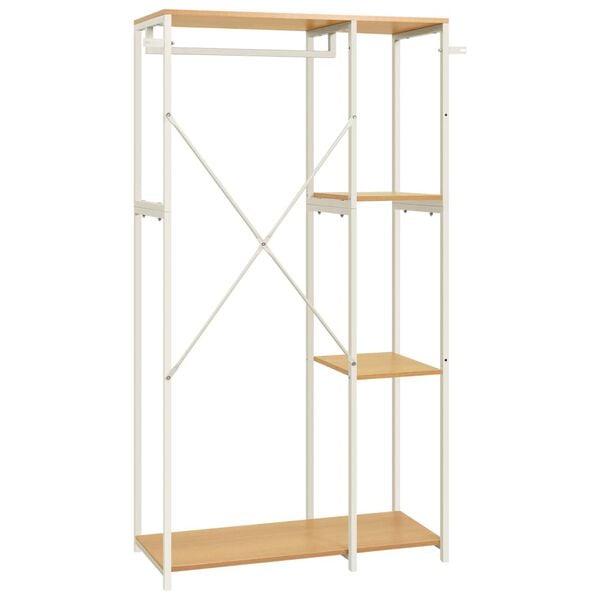 vidaXL Kleiderschrank Wei&szlig; Eiche 90x40x167 cm Metall Holzwerkstoff