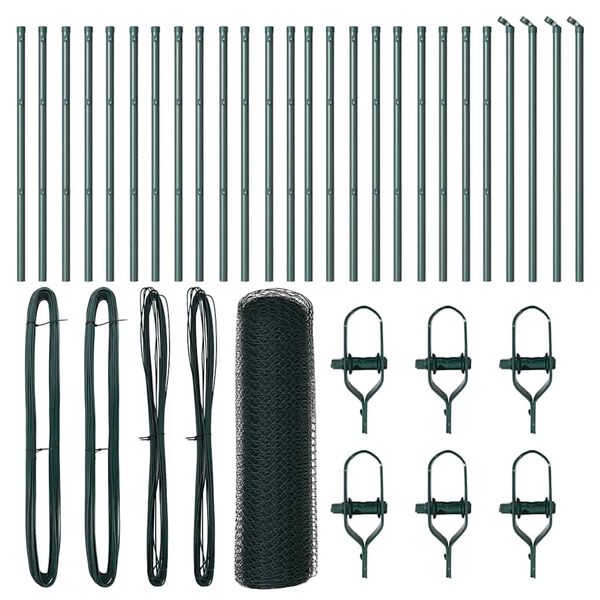 vidaXL Zaunpfosten Gr&uuml;n 50 x 0,6 m (25 mm Mesh) Stahl und PVC