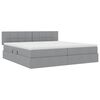 vidaXL Bett mit Stauraum und LED mit LED Hellgrau 200 x 200 cm Stoff