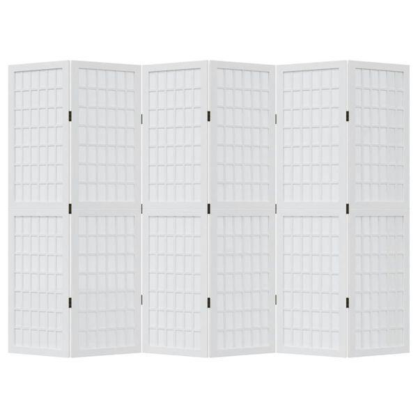 vidaXL 6-tlg. Raumteiler Wei&szlig; Massivholz Paulownia