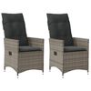 vidaXL Gartensessel mit Kissen 2 Stk. Verstellbar Grau Poly Rattan