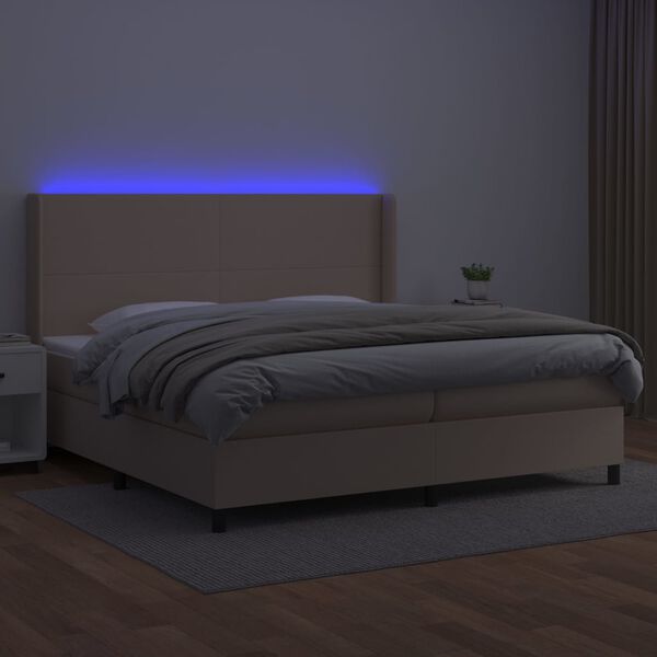 vidaXL Boxspringbett mit Matratze & LED Cappuccino-Braun 200x200cm