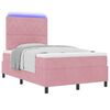 vidaXL LED Boxspringbett mit Matratze Rosa 120 x 200 cm Samt