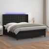 vidaXL Boxspringbett mit Matratze & LED Schwarz 180x200 cm Kunstleder
