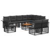 vidaXL Outdoor-Sofagarnitur 11 stk. Schwarz und Dunkelgrau Polyester