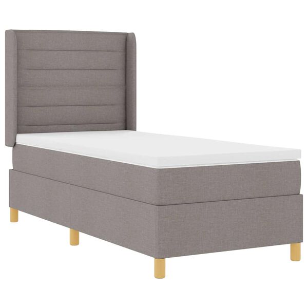 vidaXL Boxspringbett mit Matratze mit Kopfteil Taupe 90 x 200 cm Stoff