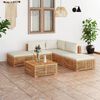 vidaXL 6-tlg. Garten-Lounge-Set mit Creme Kissen Massivholz Teak