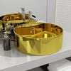 vidaXL Waschbecken mit Überlauf 46,5 x 15,5 cm Keramik Golden