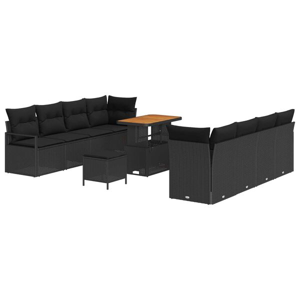 vidaXL Garten-Sofa-Set mit Kissen mit Speicher Schwarz 90 x 55 x 71 cm