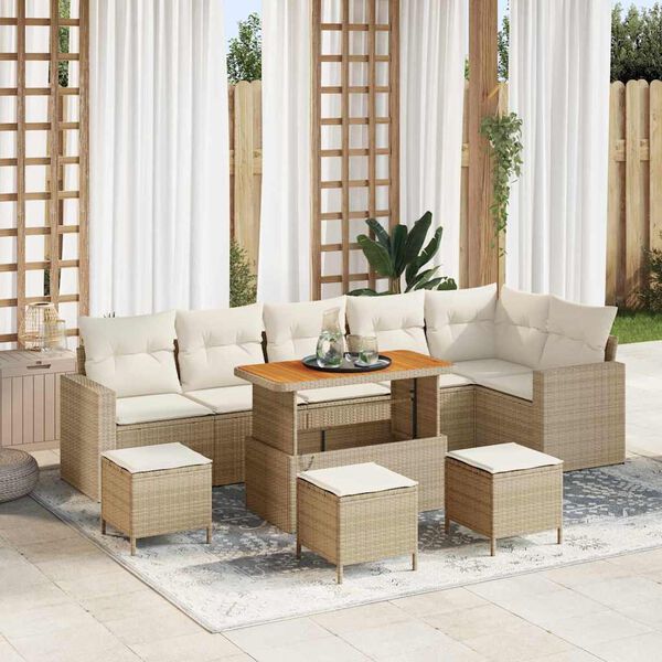 vidaXL Gartensofa-set 10 pcs Beige Poly-Rattan