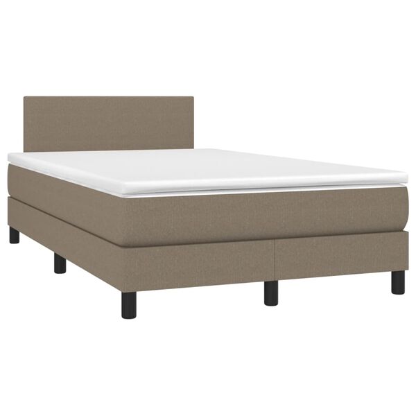 vidaXL Boxspringbett mit Matratze & LED Taupe 120x200 cm Stoff