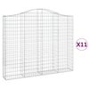 vidaXL Gabionen mit Hochbogen 11 Stk 200x30x160/180cm Verzinktes Eisen