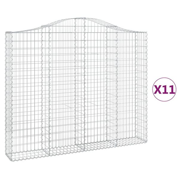 vidaXL Gabionen mit Hochbogen 11 Stk 200x30x160/180cm Verzinktes Eisen