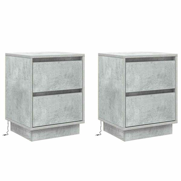 vidaXL Nachttisch 2 pcs Beton Grau 39 x 34,5 x 50 cm Holzwerkstoff