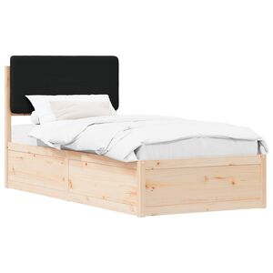 vidaXL Bettgestell mit gepolstertem Kopfteil Schwarz 100 x 200 cm