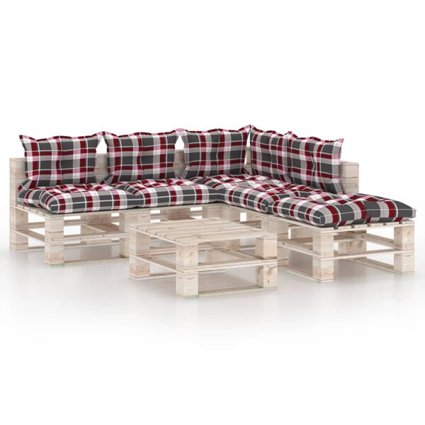 vidaXL 6-tlg. Garten-Lounge-Set aus Paletten mit Kissen Kiefernholz