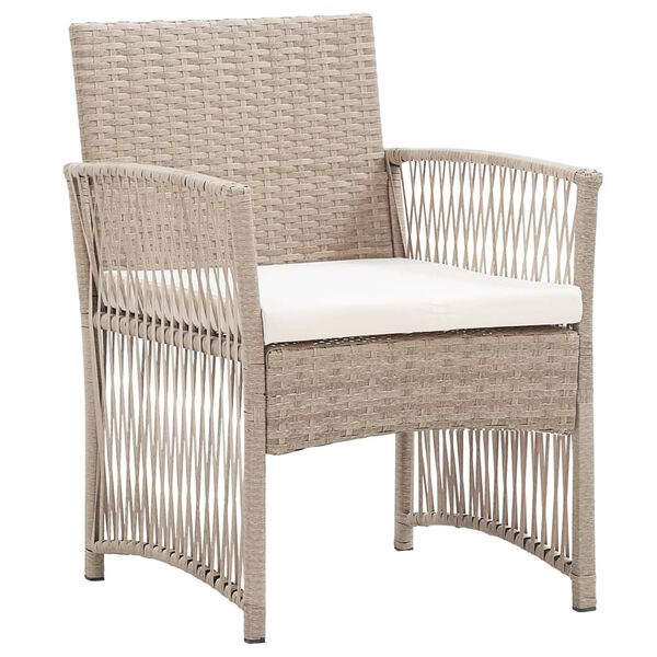 vidaXL Gartensessel mit Sitzkissen 2 Stk. Beige Poly Rattan