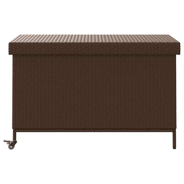 vidaXL Gartentruhe mit Rollen Braun 110x55x73 cm Poly Rattan
