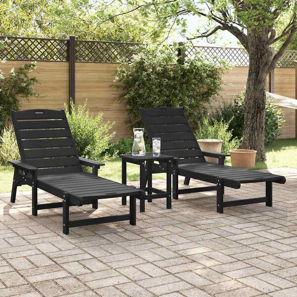 vidaXL Garten Lounge Möbel 3 pcs Schwarz 38 x 38 x 46cm Polyethylen