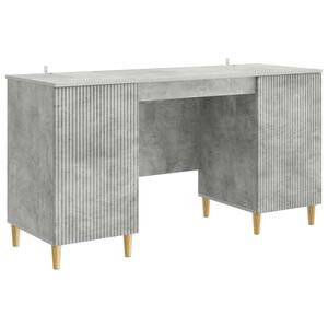 vidaXL Schreibtisch mit T&uuml;r Betongrau 142,5 x 50 x 75 cm Holzwerkstoff
