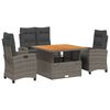 vidaXL 4-tlg. Garten-Essgruppe mit Kissen Grau Poly Rattan