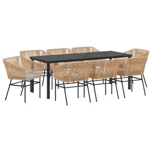 vidaXL Garten Essgruppe 9 stk. Braun Pulverbeschichteter Stahl