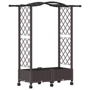 vidaXL Hochbeet mit Rankgitter und Dach Grau 124 x 40 x 129 cm PP