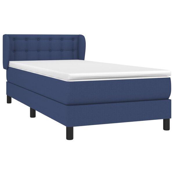 vidaXL Boxspringbett mit Matratze Blau 100x200 cm Stoff