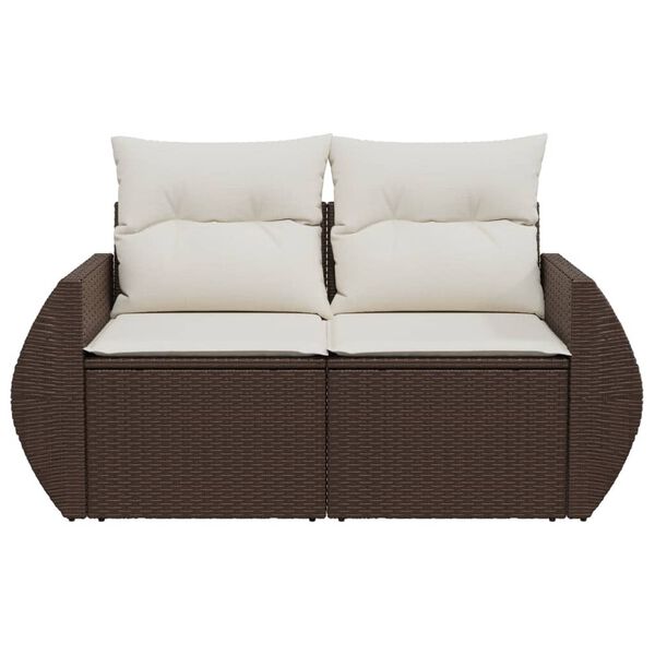 vidaXL Gartensofa mit Kissen 2-Sitzer Braun Poly Rattan