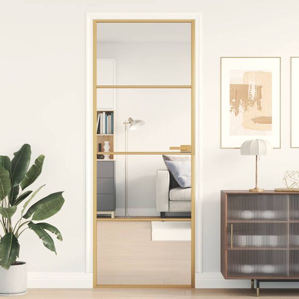 vidaXL Innent&uuml;r Schlank Golden 76x201,5 cm Hartglas und Aluminium