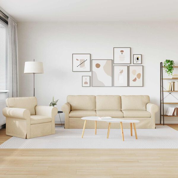 vidaXL Sofa 210cm 2 pcs Creme Metall