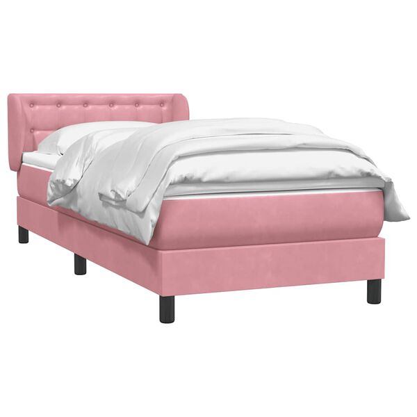 vidaXL Boxspringbett mit Matratze Rosa 100x220 cm Samt