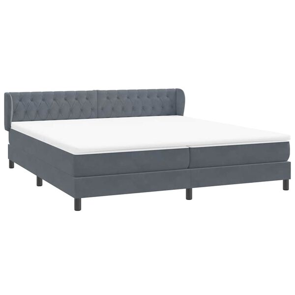 vidaXL Boxspringbett mit Matratzen Dunkelgrau 180x210 cm Samt