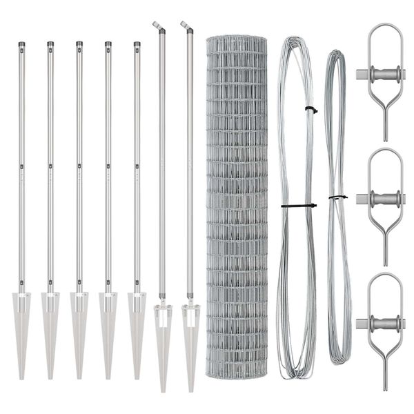 vidaXL Zaun mit Pfosten Silber 1,6 x 10 m Stahl