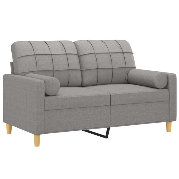 vidaXL 2-Sitzer-Sofa mit Kissen Hellgrau 120 cm Stoff
