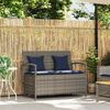 vidaXL Gartenbank mit Stauraum und Kissen Grau Poly Rattan