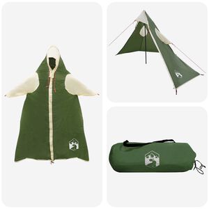 vidaXL 2-in-1 Regenponcho mit Kapuze Gr&uuml;n 262 x 126 x 130 cm