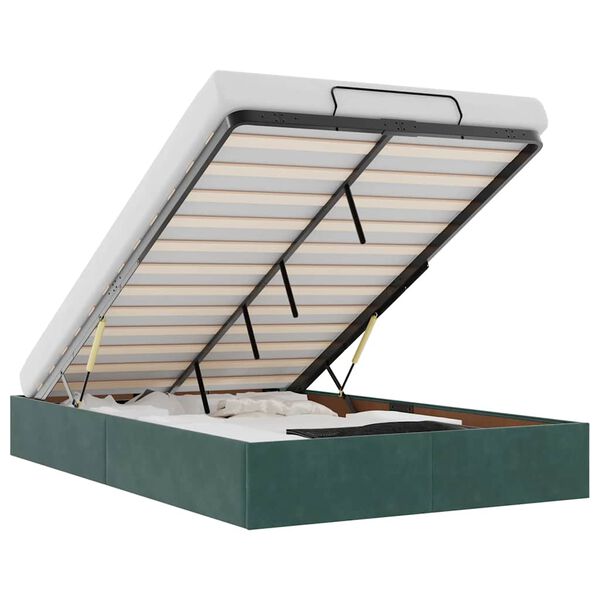 vidaXL Ottoman-Bett ohne Matratze Dunkelgr&uuml;n 120x200 cm Samt