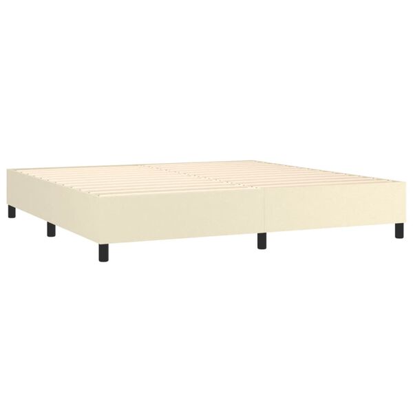 vidaXL Boxspringbett mit Matratze Creme 200x200 cm Kunstleder