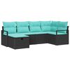 vidaXL Sofa Set mit Kissen 6 pcs Schwarz und T&uuml;rkis Poly-Rattan