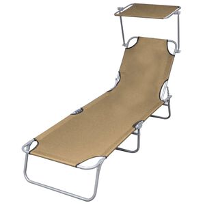 vidaXL Sonnenliege Klappbar mit Sonnenschutz Stahl Taupe