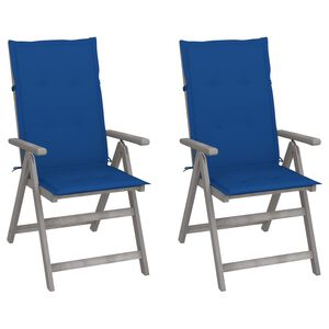 vidaXL Verstellbare Gartenst&uuml;hle 2 Stk. mit Auflagen Massivholz Akazie