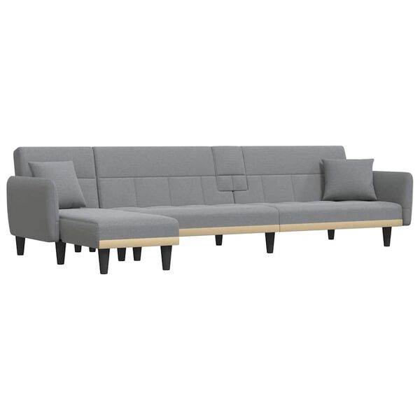 vidaXL Schlafsofa in L-Form Hellgrau 275x140x70 cm Stoff
