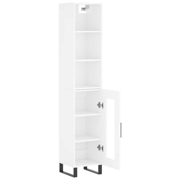 vidaXL Highboard Hochglanz-Wei&szlig; 34,5x34x180 cm Holzwerkstoff