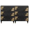 vidaXL Sideboard 2 pcs Schwarz 60 x 33 x 75 cm Massivholz Mango