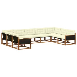 vidaXL Outdoor-Sofagarnitur mit Kissen 9 pcs Natur und Creme
