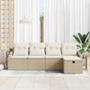 vidaXL Sofa Set mit Kissen mit Speicher 5 pcs Beige Poly-Rattan