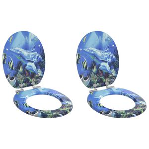 vidaXL Toilettensitze 2 Stk. mit Soft-Close-Deckel MDF Delphine-Design